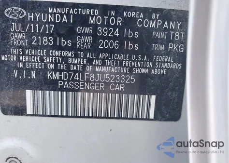 2018 Hyundai Elantra Se из США, поврежденный, VIN KMHD74LF8JU523325